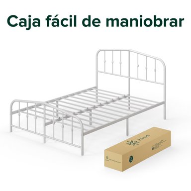 BASE CAMA METAL BLANCA HEIDI ZINUS 2 P 150X190X30CM RESPALDO - 6