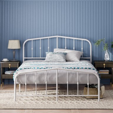 BASE CAMA METAL BLANCA HEIDI ZINUS 2 P 150X190X30CM RESPALDO - 8
