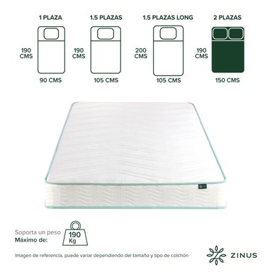 COLCHÓN ZINUS 2 PLAZAS RESORTES BONNELL 150 X 190 X 15 CM - 2