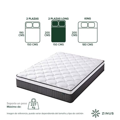 COLCHON ZINUS 2 PLAZAS LONG 150X200X30CM ESPUMA Y RESORTES - 4