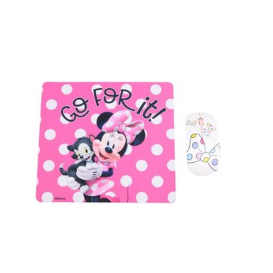 MOUSE INALÁMBRICO DISNEY KIT USB 3B Y PAD ROSADO MINNIE - 1