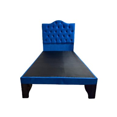 CAMA 1,5 PLAZAS OVALADO, INCLUYE BASE Y RESPALDO AZUL ELECTRICO FLOBAL - 1
