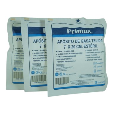 APOSITO DE GASA TEJIDA 7X20CM ESTERIL 20 UNIDADES - 3