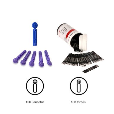 PACK MEDICALTEC 100 TIRAS DE MEDICIÓN + 100 LANCETAS GLUCÓMETRO YUWELL 582 - 1