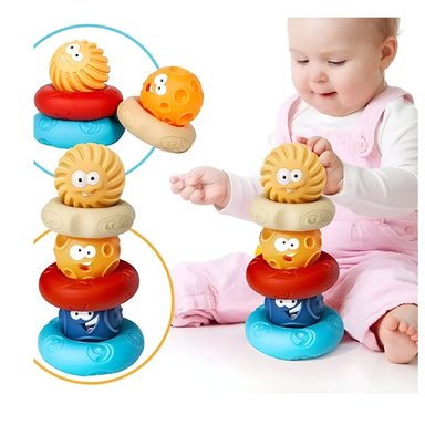 JENGA BEBE JUEGO APILABLE AROS Y PELOTA ROJO - 2