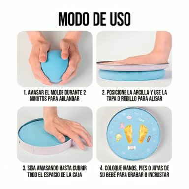 KIT PARA ESTAMPAR HUELLA DE BEBÉ + ACCESORIOS CELESTE - 3