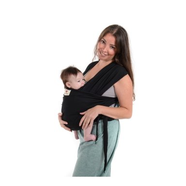 FULAR PORTABEBÉ ALGODÓN SEMIELASTICADO NEGRO - 1