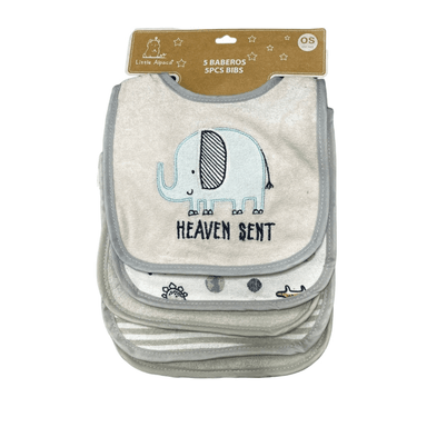 PACK X5 BABERO BEBE BEBÉS ELEFANTE GRIS - 1
