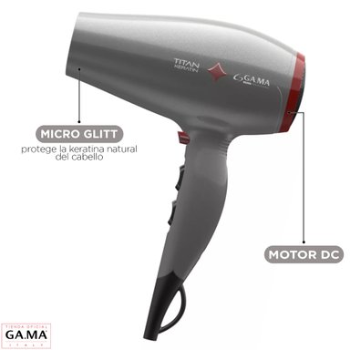 SECADOR DE PELO GAMA DIAMOND TITAN KERATIN 2300W MICRO GLITT | Gris - 3