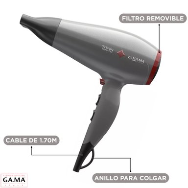 SECADOR DE PELO GAMA DIAMOND TITAN KERATIN 2300W MICRO GLITT | Gris - 5