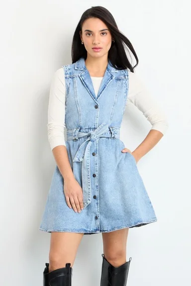 VESTIDO CORTO AZUL MUJER IO - 1