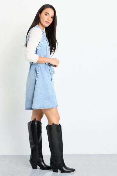 VESTIDO CORTO AZUL MUJER IO - 5