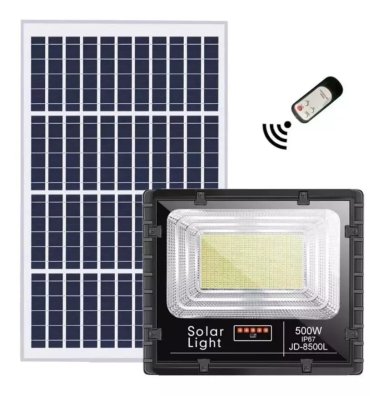 FOCO REFLECTOR SOLAR COMPAQPEAT 500 W PANEL SOLAR Y CONTROL REMOTO - 1