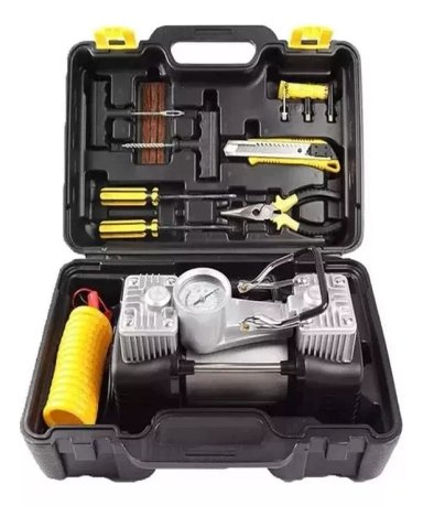 COMPRESOR DE AIRE DOBLE CILINDRO PISTO 12V AUTO Y CAMIONETA - 1
