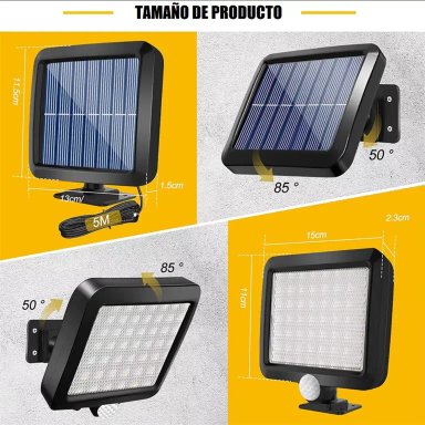 PACK X4 FOCO LED SOLARES DE SEGURIDAD 250WATTS - 2