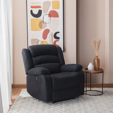 BERGER 1 CUERPO RECLINABLE ELÉCTRICO MODERNO EN COLOR NEGRO NEW PRAGA 8041RFFBKPW - 1