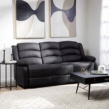 SOFÁ 3 CUERPOS RECLINABLE MODERNO EN COLOR NEGRO NEW PRAGA 8041SFFBK - 1