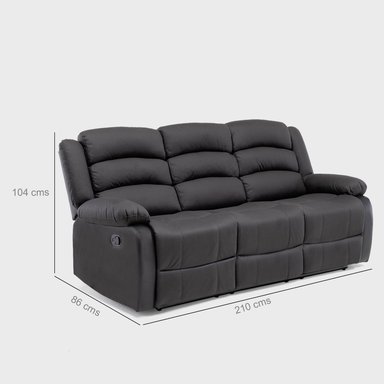 SOFÁ 3 CUERPOS RECLINABLE MODERNO EN COLOR NEGRO NEW PRAGA 8041SFFBK - 2