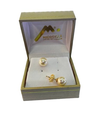 AROS MALLORCA PEGADOSDE PERLAS DE N°8 ENCHAPADO EN ORO - 2