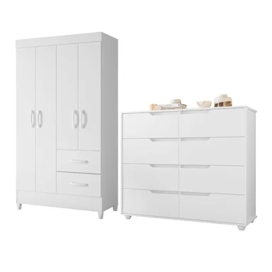 COMBO CLOSET VEKKA HOME MOBI 4 PUERTAS 2 CAJONES + COMODA 8 CAJONES BLANCO - 1