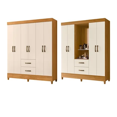 COMBO CLOSET VEKKA HOME MOBI 6 PUERTAS 2 CAJONES + CLOSET ESPEJO 4 PUERTAS 2 CAJONES BEIGE - 1