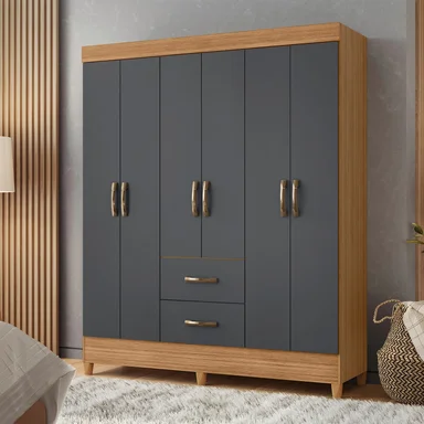CLOSET VEKKA HOME MOBI 6 PUERTAS 2 CAJONES GRAFITO - 1
