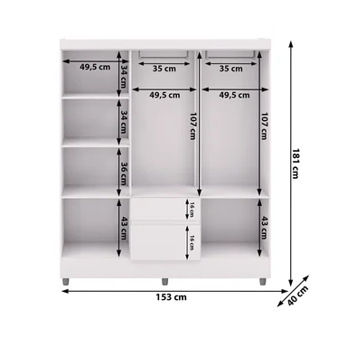 CLOSET 6 PUERTAS 2 CAJONES VEKKA HOME IDEAL BLANCO - 3