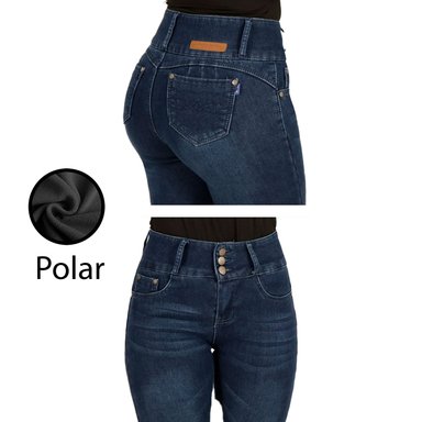 JEANS DE MUJER TIRO ALTO PITILLO CON POLAR J70 YASSNE - 4