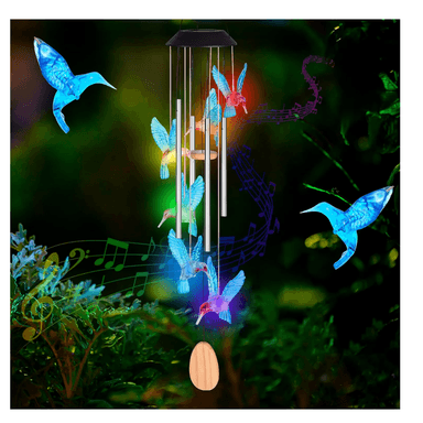 CAMPANILLA SOLAR COLIBRI AZUL LUZ MULTICOLOR - 1