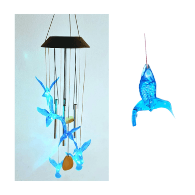 CAMPANILLA SOLAR COLIBRI AZUL LUZ MULTICOLOR - 4