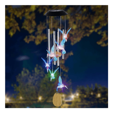 CAMPANILLA SOLAR COLIBRI AZUL LUZ MULTICOLOR - 5