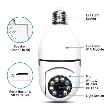 CÁMARA DE SEGURIDAD WIFI VISION NOCTURNA 360 HD SOQUETE - 2