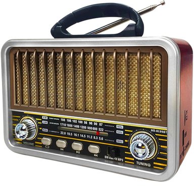 RADIO PORTÁTIL BLUETOOTH RECARGABLE Y A PILAS AM/FM MP3 VINTAGE - 1