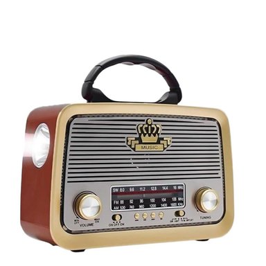 RADIO PORTÁTIL LINTERNA BLUETOOTH RECARGABLE Y A PILAS RETRO VINTAGE Café - 1