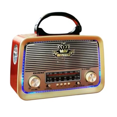 RADIO PORTÁTIL LINTERNA BLUETOOTH RECARGABLE Y A PILAS RETRO VINTAGE ROJA - 1