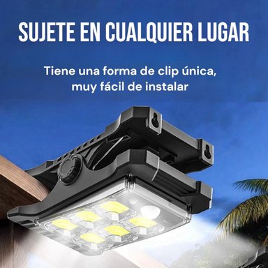 FOCO SOLAR LED CON PINZAS EXTERIOR PORTÁTIL RECARGABLE - 2
