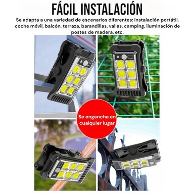 FOCO SOLAR LED CON PINZAS EXTERIOR PORTÁTIL RECARGABLE - 4