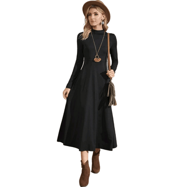VESTIDO LARGO MUJER KADRIHEL NEGRO I005 MANGA LARGA INVIERNO OTOÑO - 1