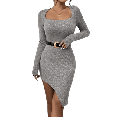 VESTIDO AJUSTADO MUJER KADRIHEL NEGRO I021 CON ABERTURA INVIERNO OTOÑO BUCANERAS - 1