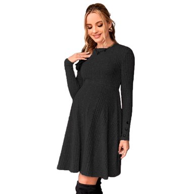 VESTIDO CORTO MUJER KADRIHEL GRIS CLARO I014 DE EMBARAZADA MANGA LARGA INVIERNO OTOÑO BUCANERAS - 1