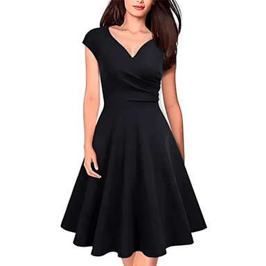 VESTIDO ACAMPANADO MUJER KADRIHEL BURDEO IDEAL PARA FIESTA GALA COCTEL BODA VC035 - 1