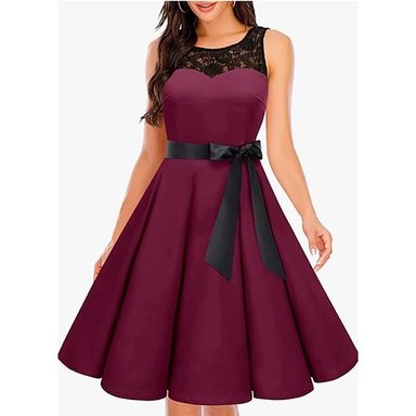VESTIDO ACAMPANADO MUJER KADRIHEL NEGRO IDEAL PARA FIESTA GALA COCTEL BODA VC013 - 1
