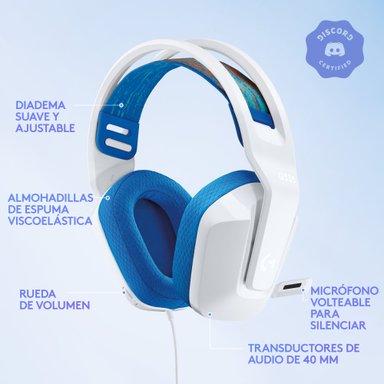 AUDIFONOS GAMER LOGITECH G335 BLANCOS JACK 3.5MM - 2