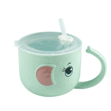 VASO PARA NIÑOS DISEÑO ELEFANTE ANTIDERRAMES VERDE - 1
