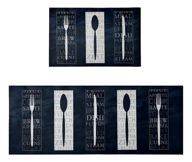 ALFOMBRA CONTEMPORÁNEA MODERNA COCINA 2 PIEZAS ANTIDESLIZANTE PVC ESTAMPADO JHN 60 X 40 CM - 1
