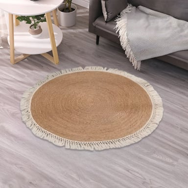 ALFOMBRA YUTE FIBRA NATURAL REDONDA DECORACIÓN 120CM JHN - 5