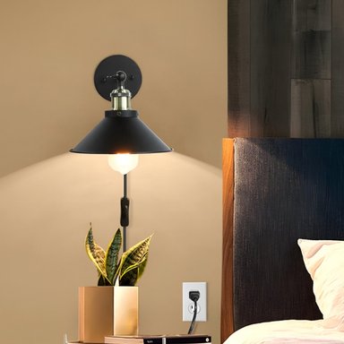 LÁMPARA PARED NÓRDICA INDUSTRIAL DECORATIVA COBRE JHN NEGRA - 5