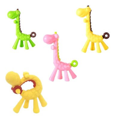 SET 3 MORDEDOR BEBÉ SILICONA JIRAFA JUGUETE JHN MULTICOLOR - 2