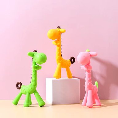 SET 3 MORDEDOR BEBÉ SILICONA JIRAFA JUGUETE JHN MULTICOLOR - 6