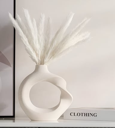 JARRÓN FLORES CERÁMICA DECORACIÓN MODERNO PEQUEÑO BLANCO JHN - 3